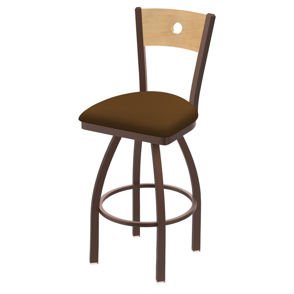 830 Voltaire 30" Swivel Counter Stool with Bronze Finish, Natural Back, and Canter Thatch Seat. Picture 1