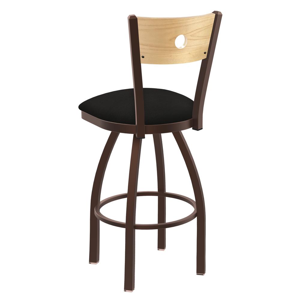 830 Voltaire 36" Swivel Counter Stool with Bronze Finish, Natural Back, and Canter Espresso Seat. Picture 2