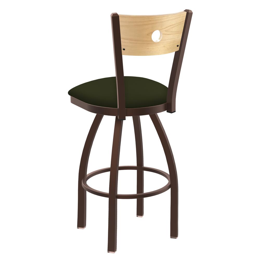 830 Voltaire 36" Swivel Counter Stool with Bronze Finish, Natural Back, and Canter Pine Seat. Picture 2