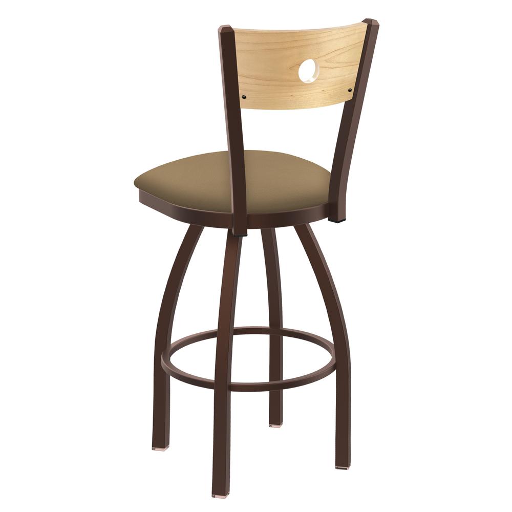 830 Voltaire 36" Swivel Counter Stool with Bronze Finish, Natural Back, and Canter Sand Seat. Picture 2