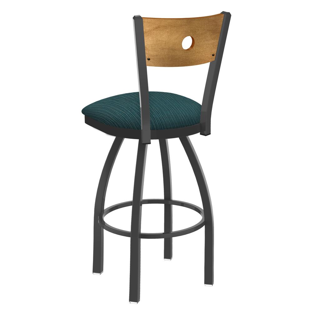 830 Voltaire 25" Swivel Counter Stool with Pewter Finish, Medium Back, and Graph Tidal Seat. Picture 3