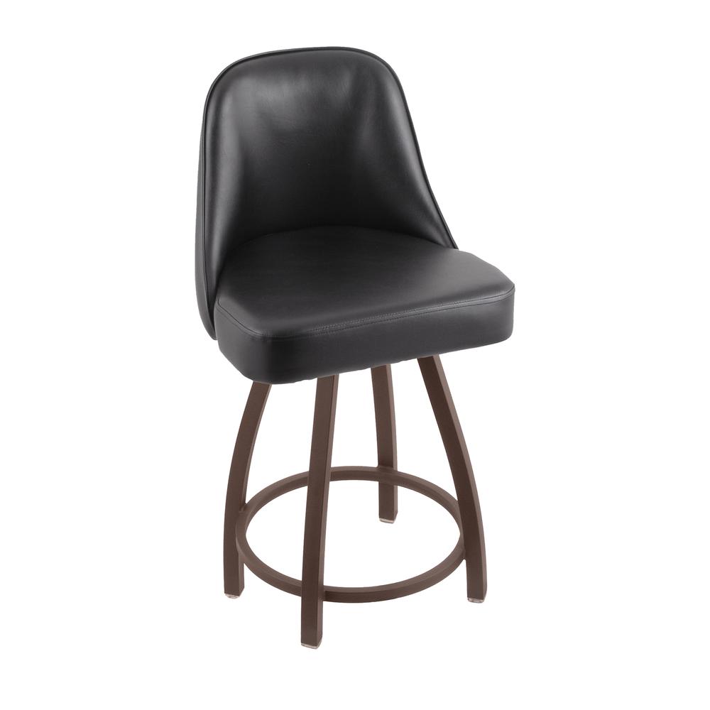 840 Grizzly 25" Swivel Counter Stool with Bronze Finish and Black Vinyl Seat. Picture 1