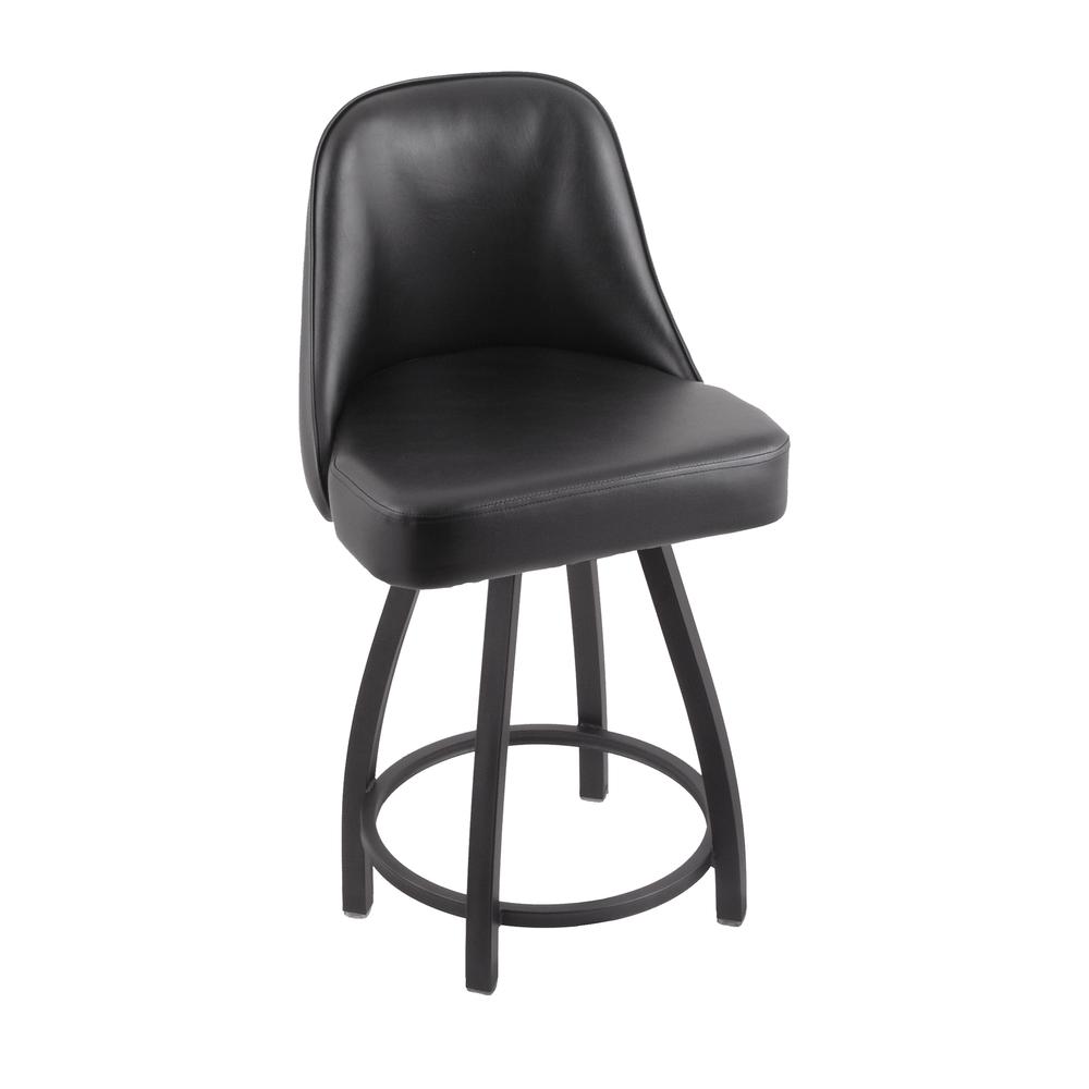 840 Grizzly 25" Swivel Counter Stool with Pewter Finish and Black Vinyl Seat. Picture 1
