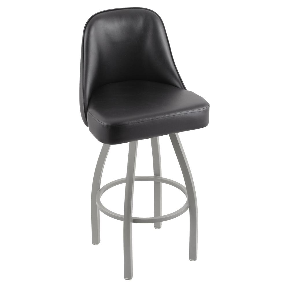 840 Grizzly 30" Swivel Bar Stool with Anodized Nickel Finish and Black Vinyl Seat. Picture 1