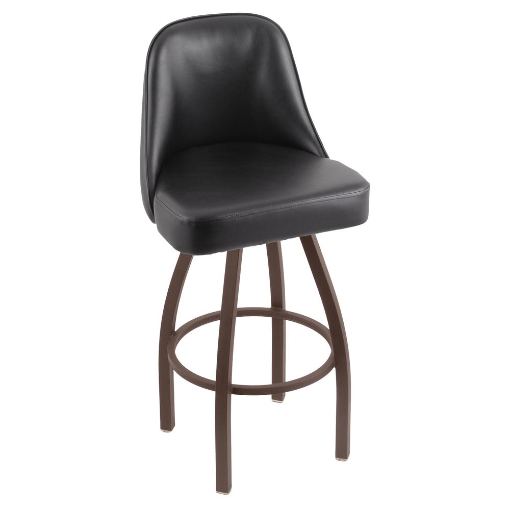 840 Grizzly 30" Swivel Bar Stool with Bronze Finish and Black Vinyl Seat. Picture 1