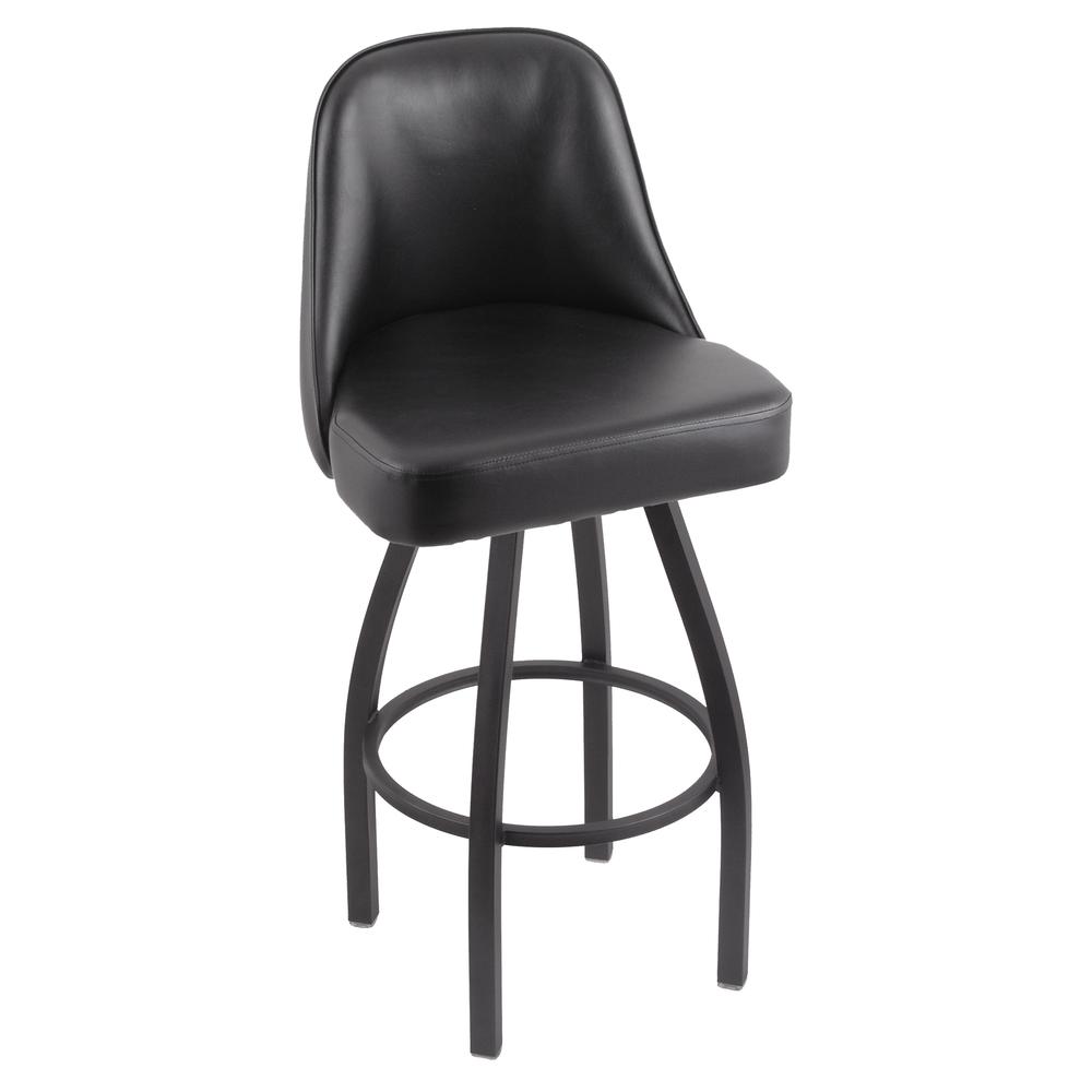 840 Grizzly 30" Swivel Bar Stool with Pewter Finish and Black Vinyl Seat. The main picture.