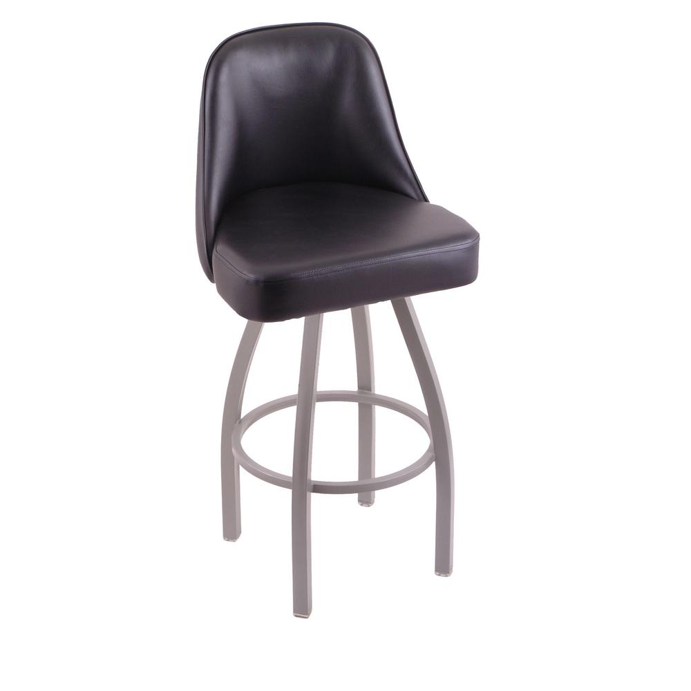 840 Grizzly 36" Swivel Bar Stool with Anodized Nickel Finish and Black Vinyl Seat. Picture 1