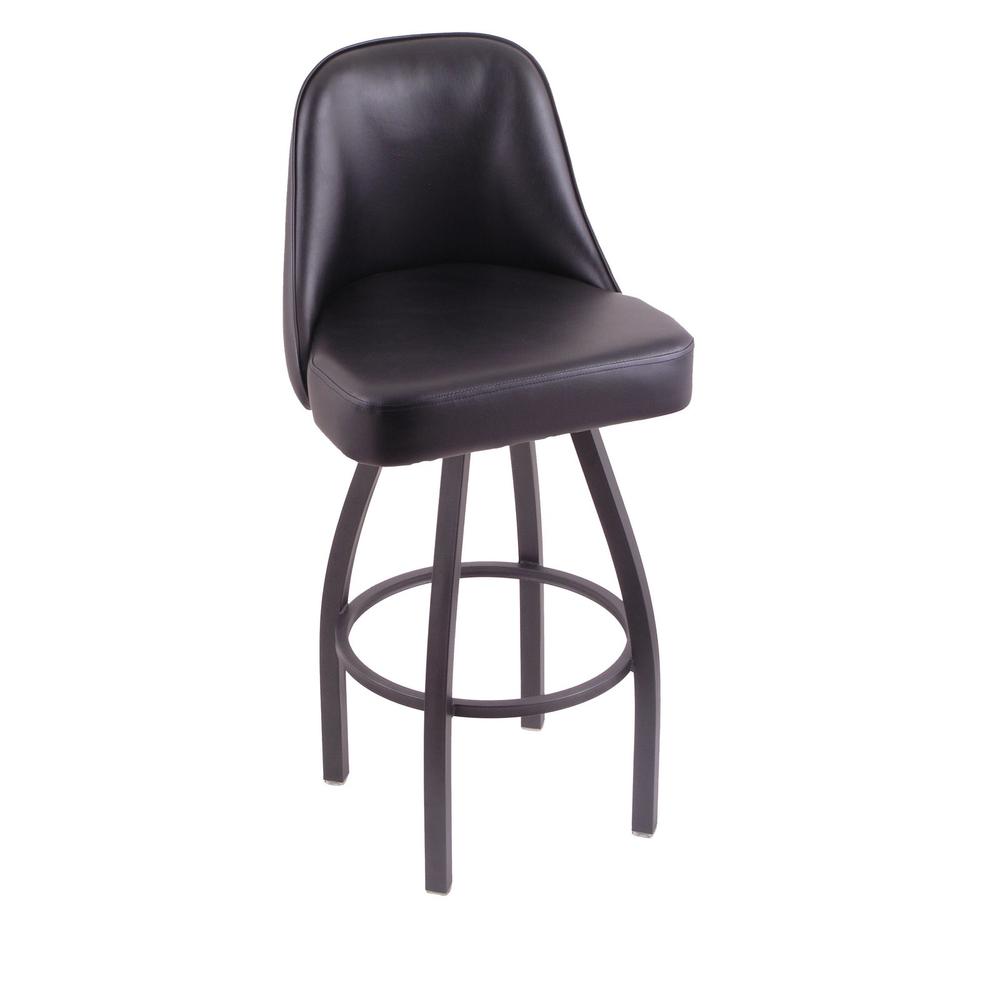 840 Grizzly 36" Swivel Bar Stool with Pewter Finish and Black Vinyl Seat. Picture 1