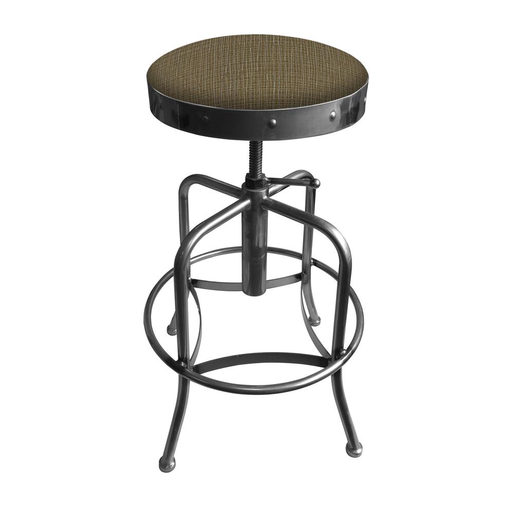 910 Industrial-Adjustable Stool with Clear Coat Finish and Graph Cork Seat. Picture 1