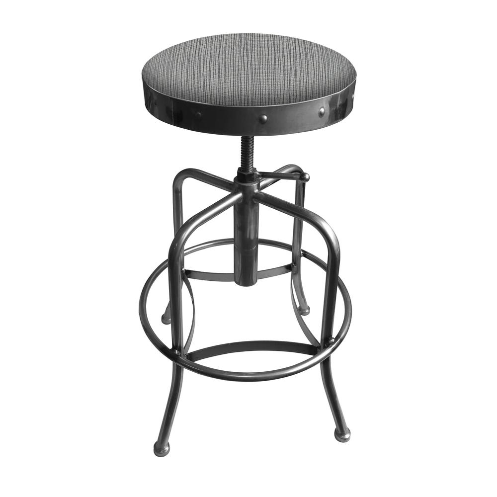 910 Industrial-Adjustable Stool with Clear Coat Finish and Graph Alpine Seat. Picture 1