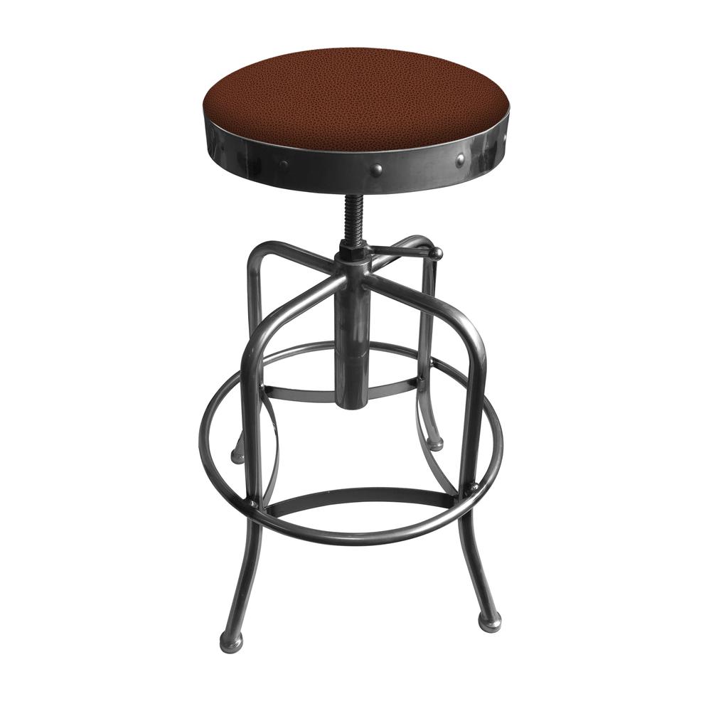 910 Industrial-Adjustable Stool with Clear Coat Finish and Rein Adobe Seat. Picture 1