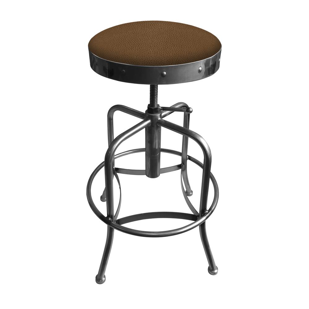 910 Industrial-Adjustable Stool with Clear Coat Finish and Rein Thatch Seat. Picture 1