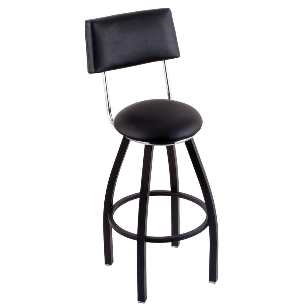 C8B4 Classic Series 25" Counter Stool with Black Wrinkle Finish, Black Vinyl Seat and Back, and 360 swivel. The main picture.