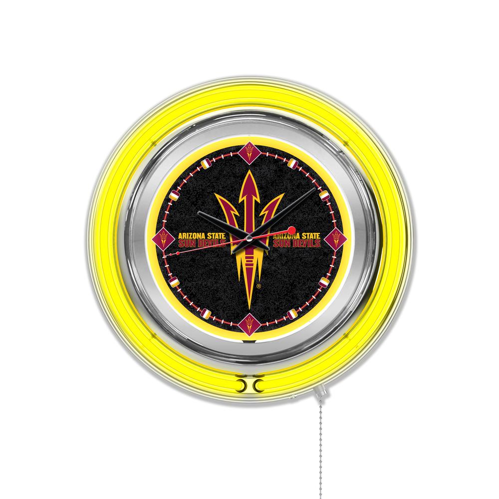 Arizona State Neon Clock with Pitchfork Logo. Picture 1