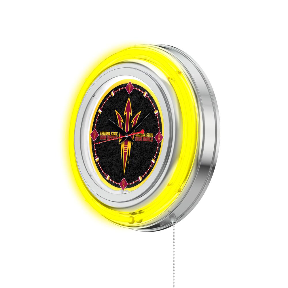 Arizona State Neon Clock with Pitchfork Logo. Picture 2