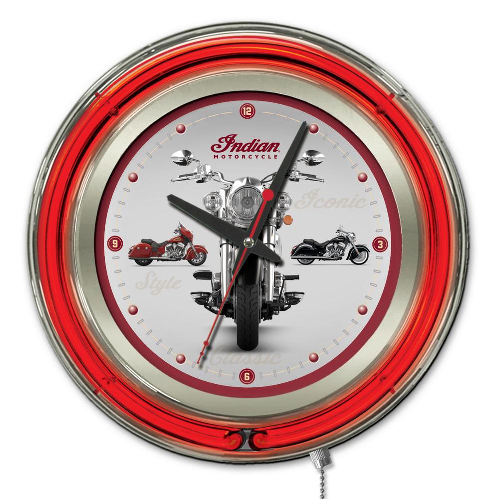 Indian Motorcycle Multi-Bike Neon Clock. Picture 1