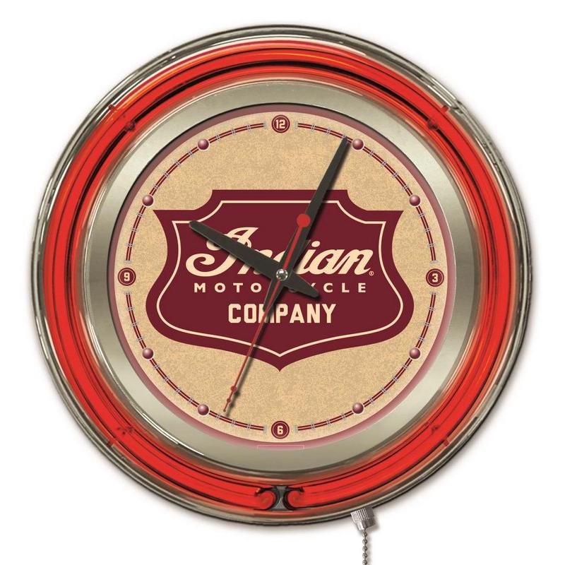 Indian Motorcycle Shield Neon Clock. Picture 1