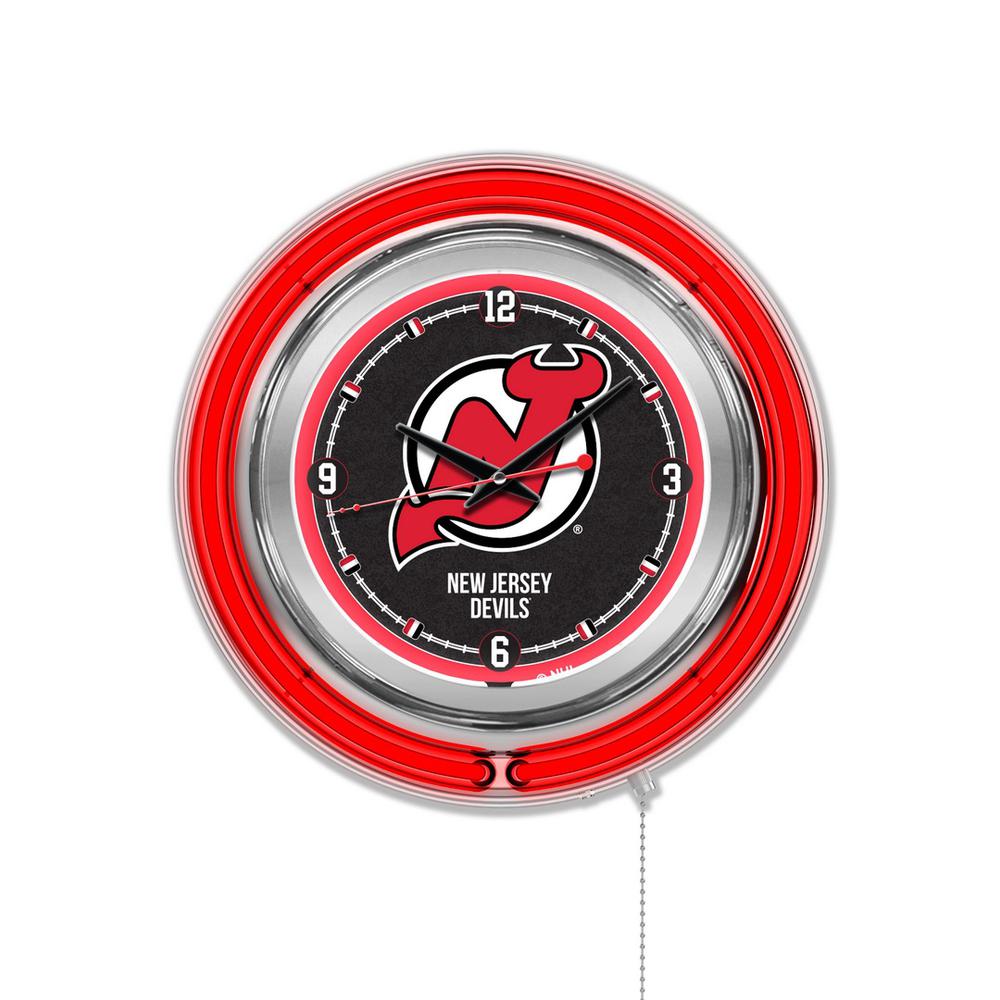 New Jersey Devils Neon Clock. Picture 1