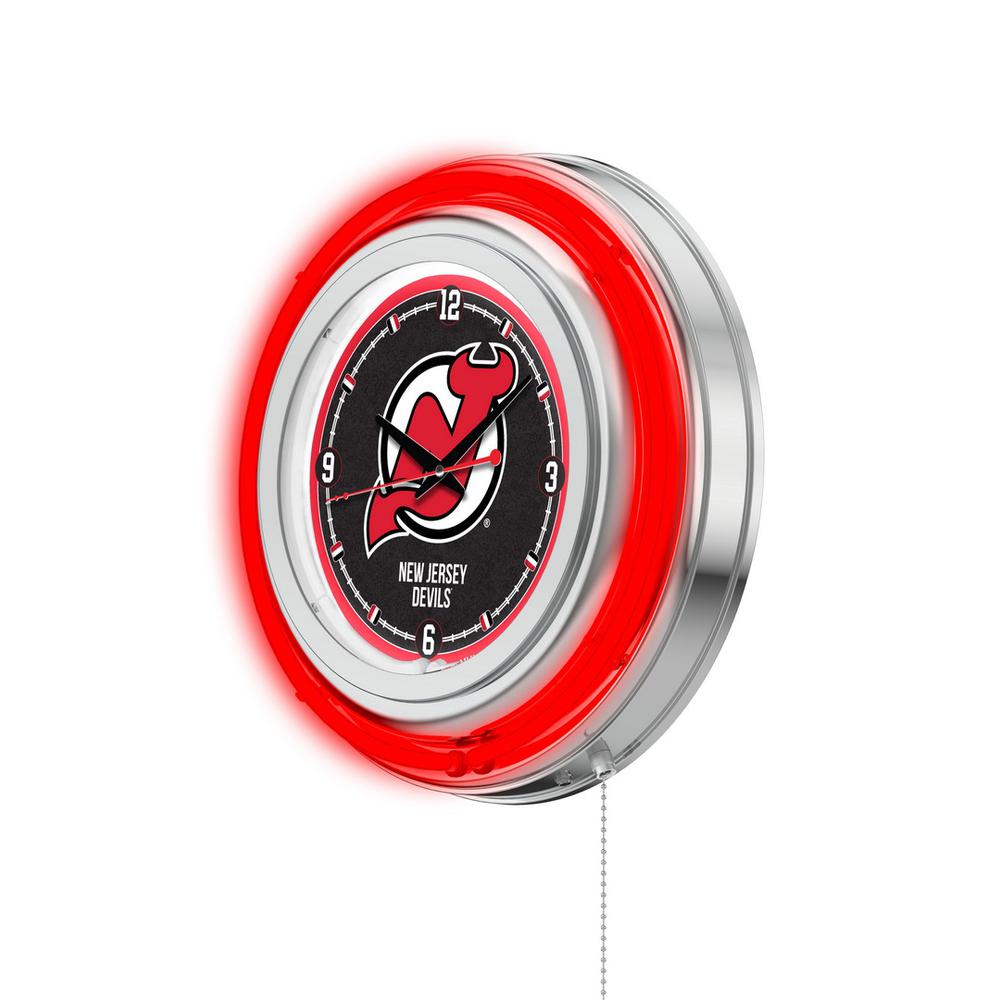 New Jersey Devils Neon Clock. Picture 2