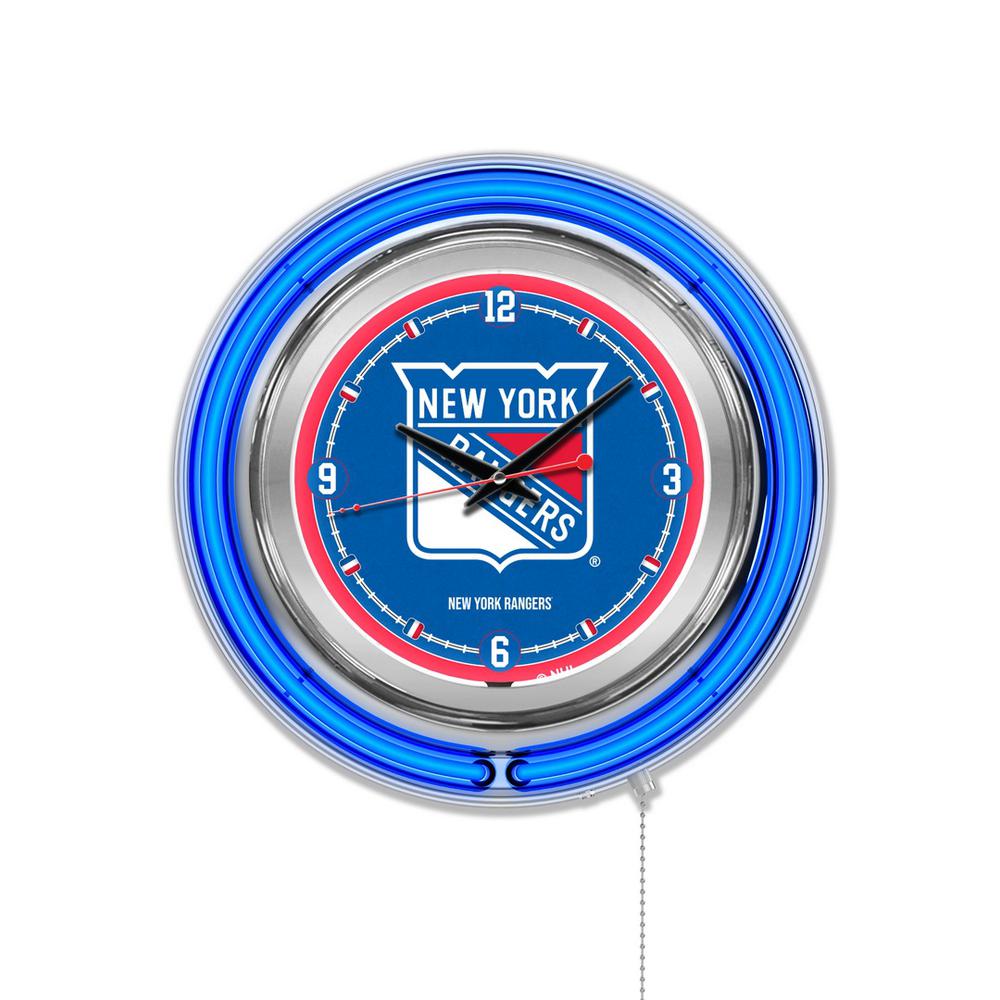New York Rangers Neon Clock. Picture 1