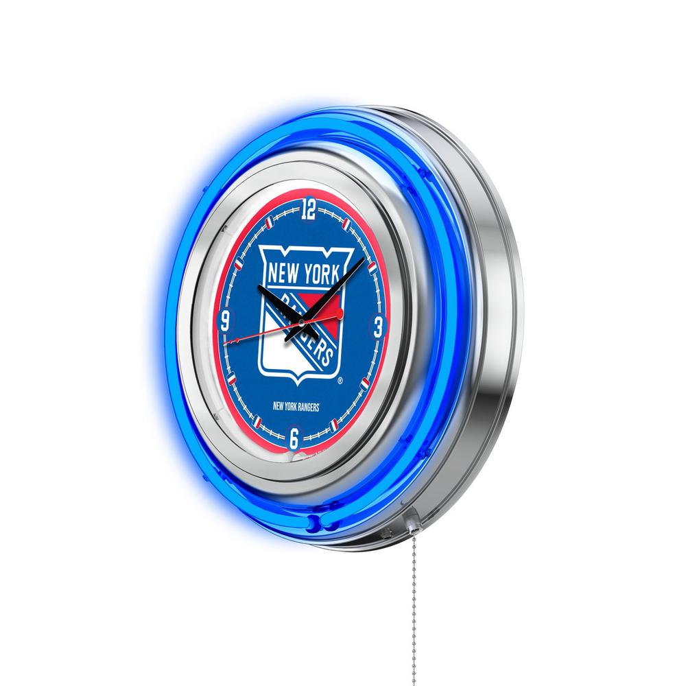 New York Rangers Neon Clock. Picture 2