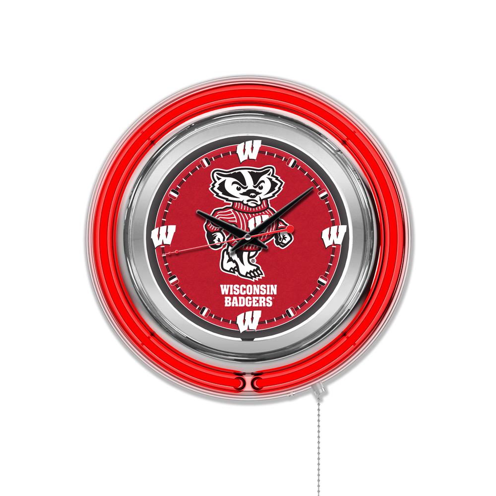 Wisconsin "Badger" Neon Clock. Picture 1