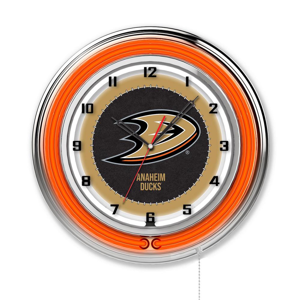 Anaheim Ducks 19" Neon Clock. Picture 1