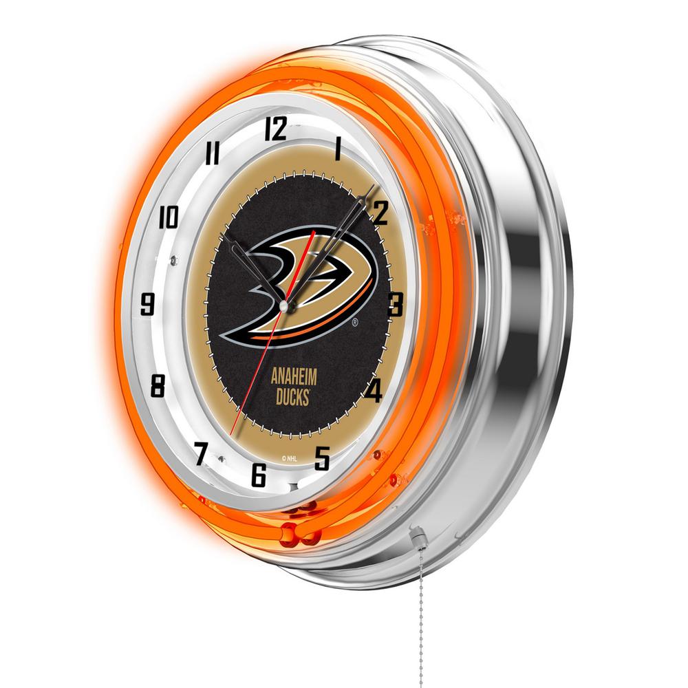 Anaheim Ducks 19" Neon Clock. Picture 2