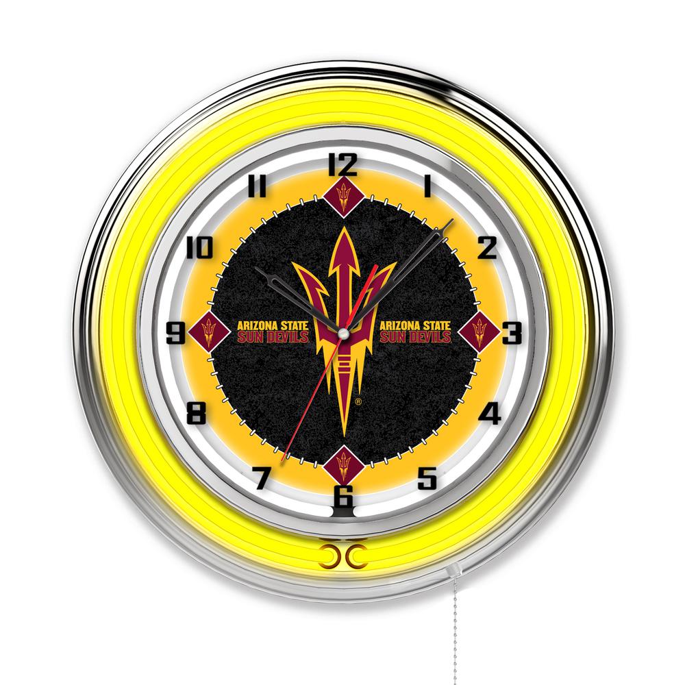 Arizona State 19" Neon Clock with Pitchfork Logo. Picture 1