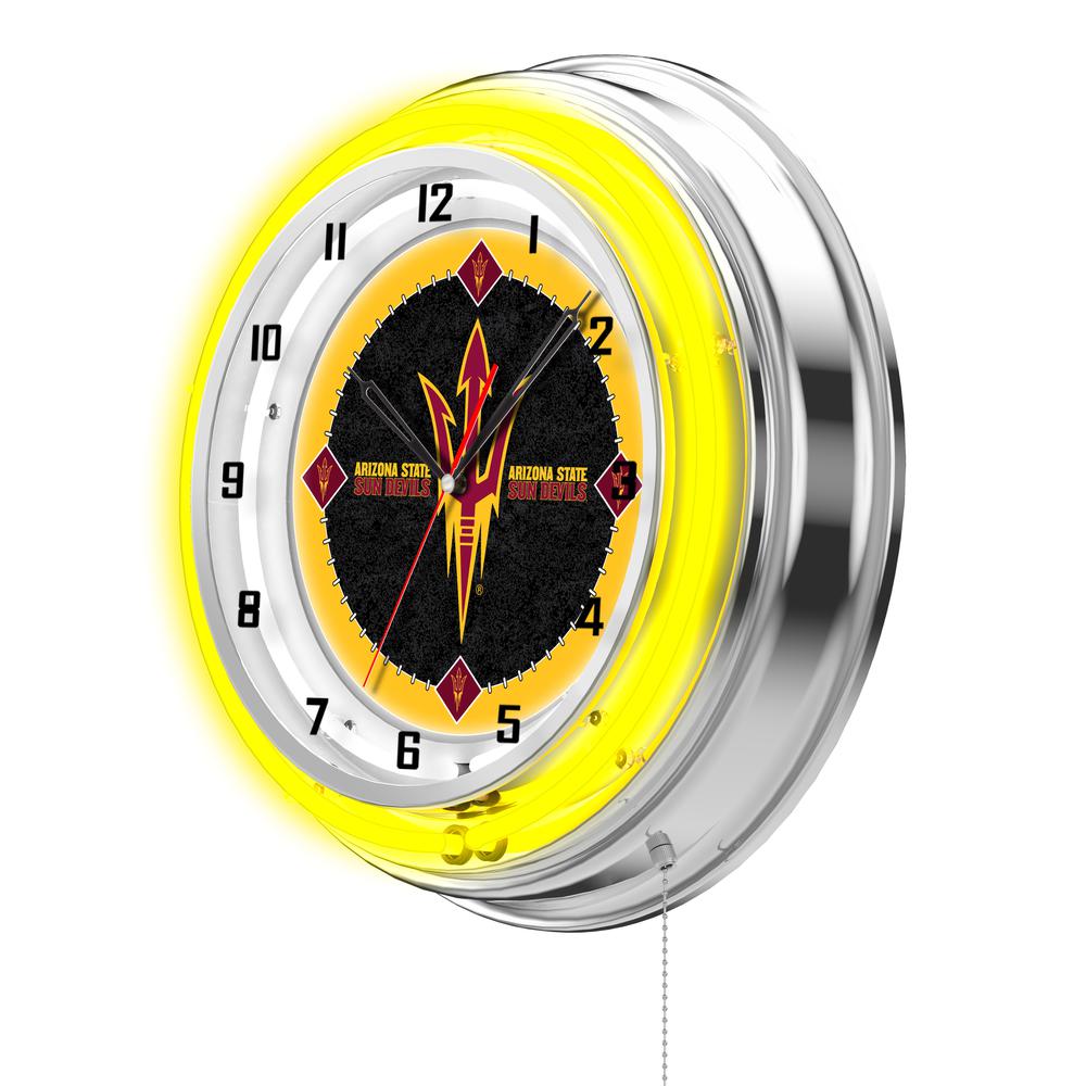 Arizona State 19" Neon Clock with Pitchfork Logo. Picture 2