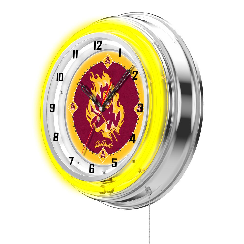 Arizona State 19" Neon Clock with Sparky Logo. Picture 2