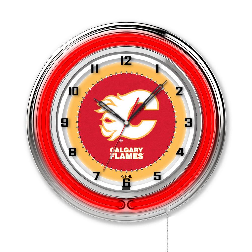 Calgary Flames 19" Neon Clock. Picture 1