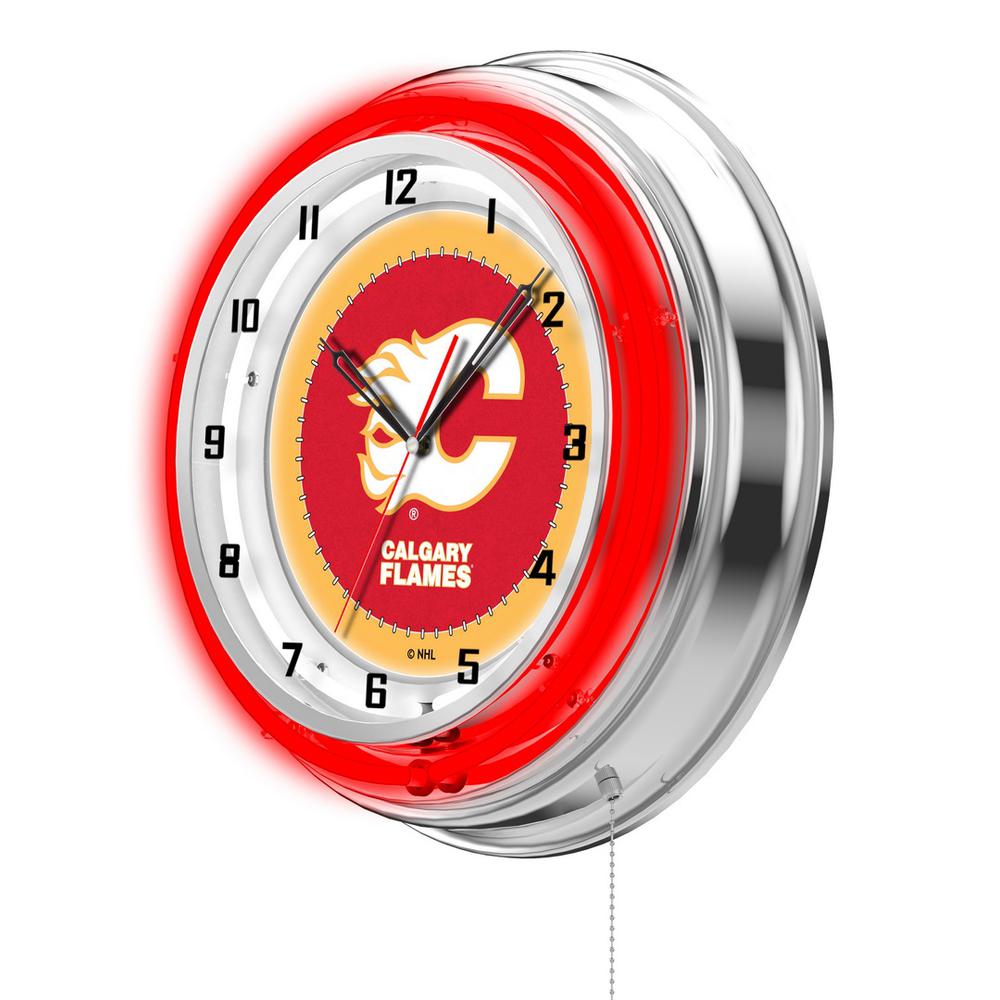 Calgary Flames 19" Neon Clock. Picture 2