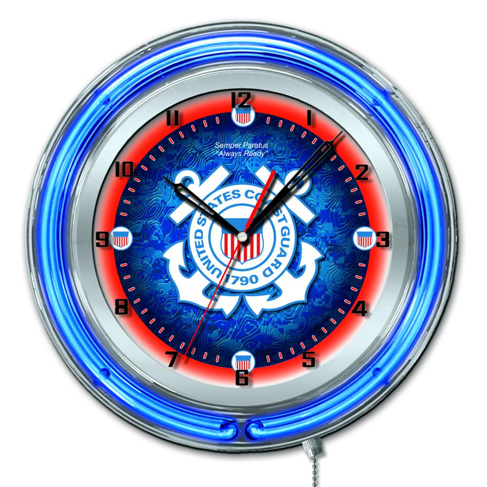 U.S. Coast Guard 19" Neon Clock. Picture 1
