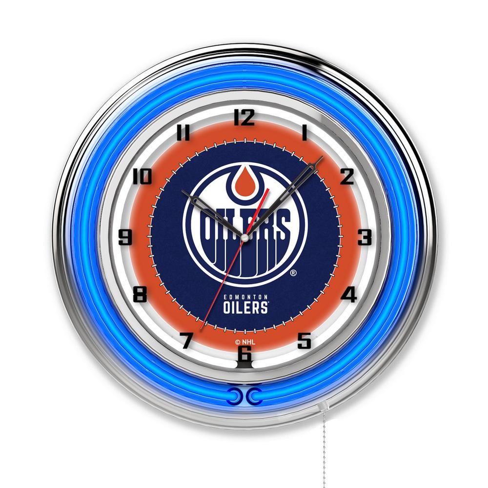 Edmonton Oilers 19" Neon Clock. Picture 1