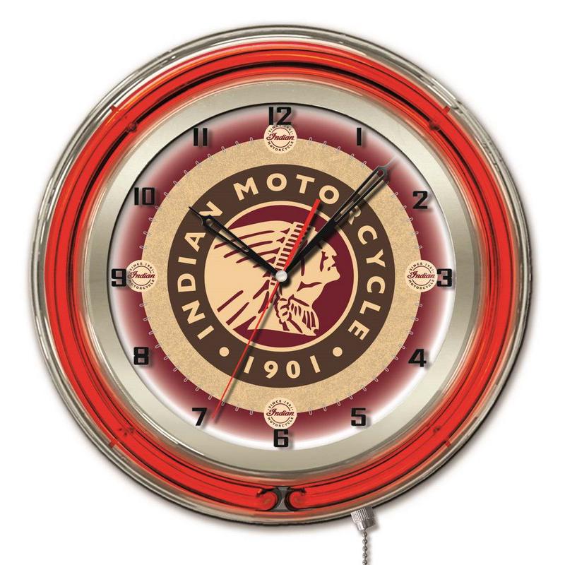 Indian Motorcycle 19" Neon Clock. Picture 1