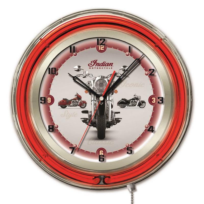 Indian Motorcycle Multi-Bike 19" Neon Clock. Picture 1
