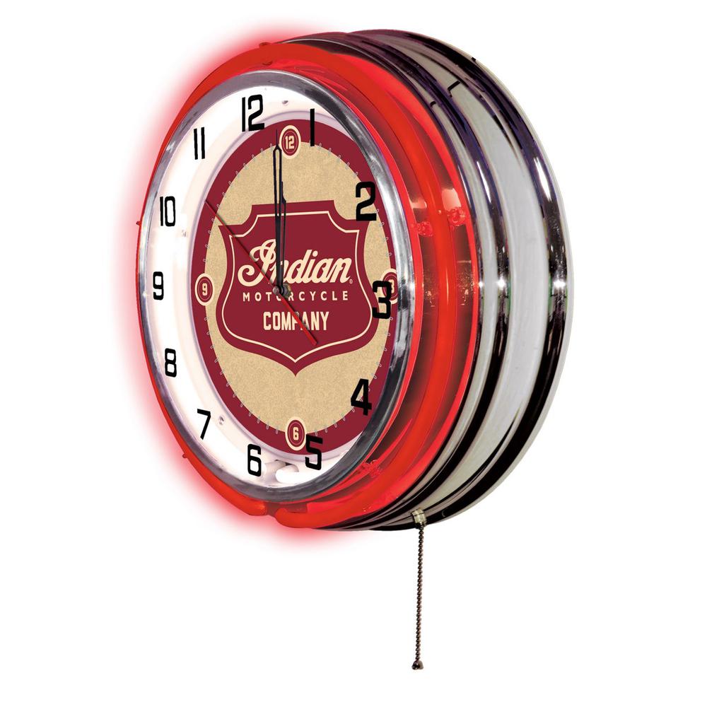 Indian Motorcycle Shield 19" Neon Clock. Picture 2