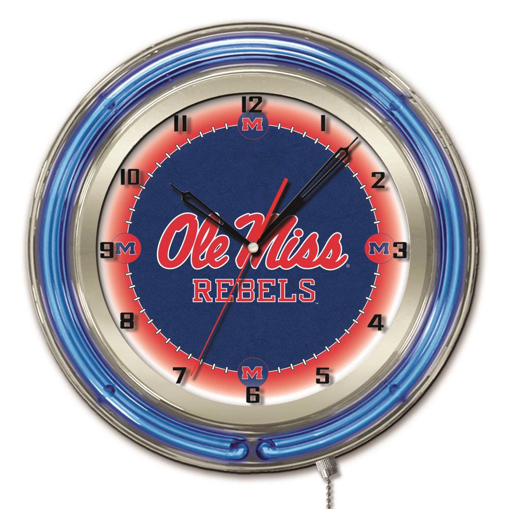 Ole' Miss 19" Neon Clock. Picture 1