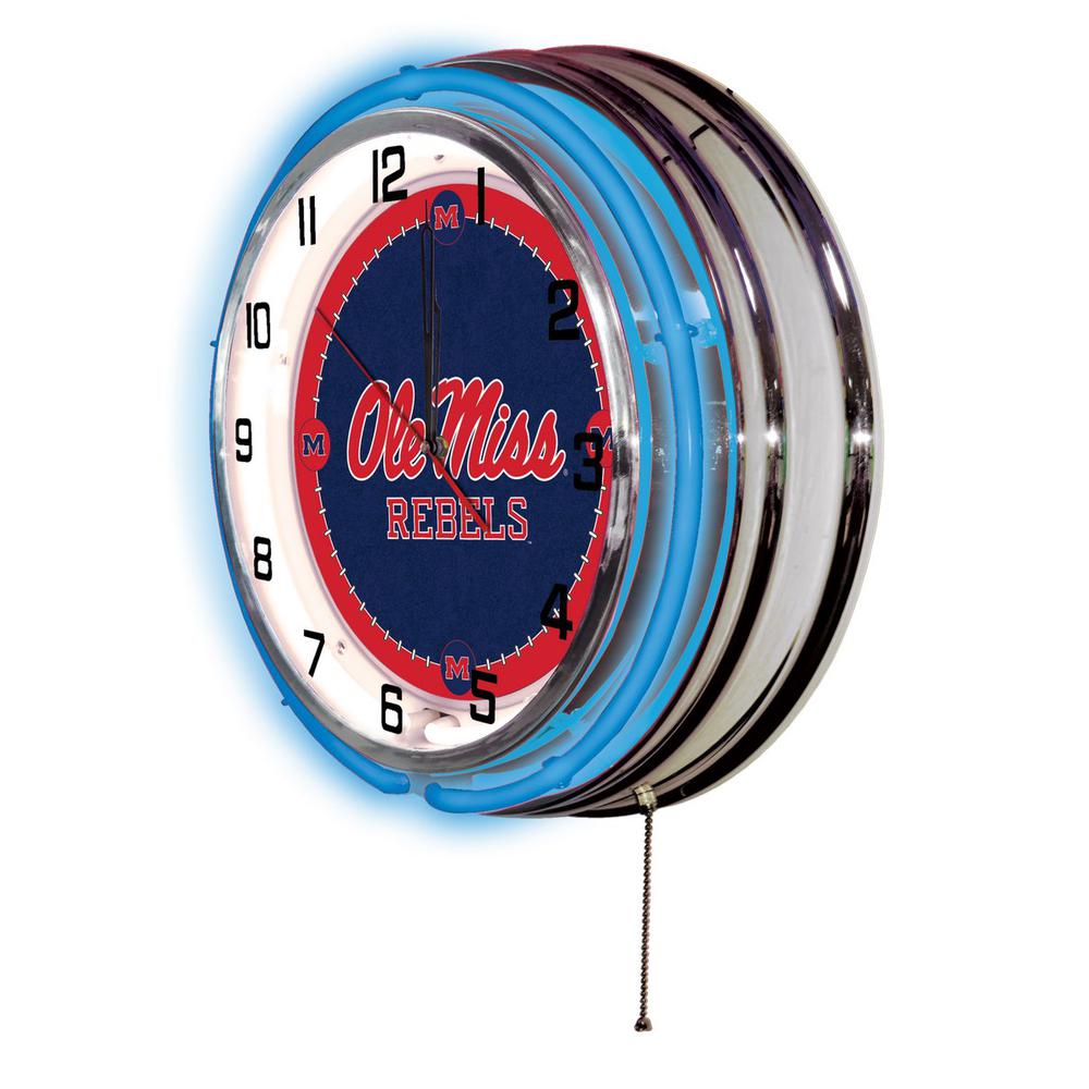 Ole' Miss 19" Neon Clock. Picture 2