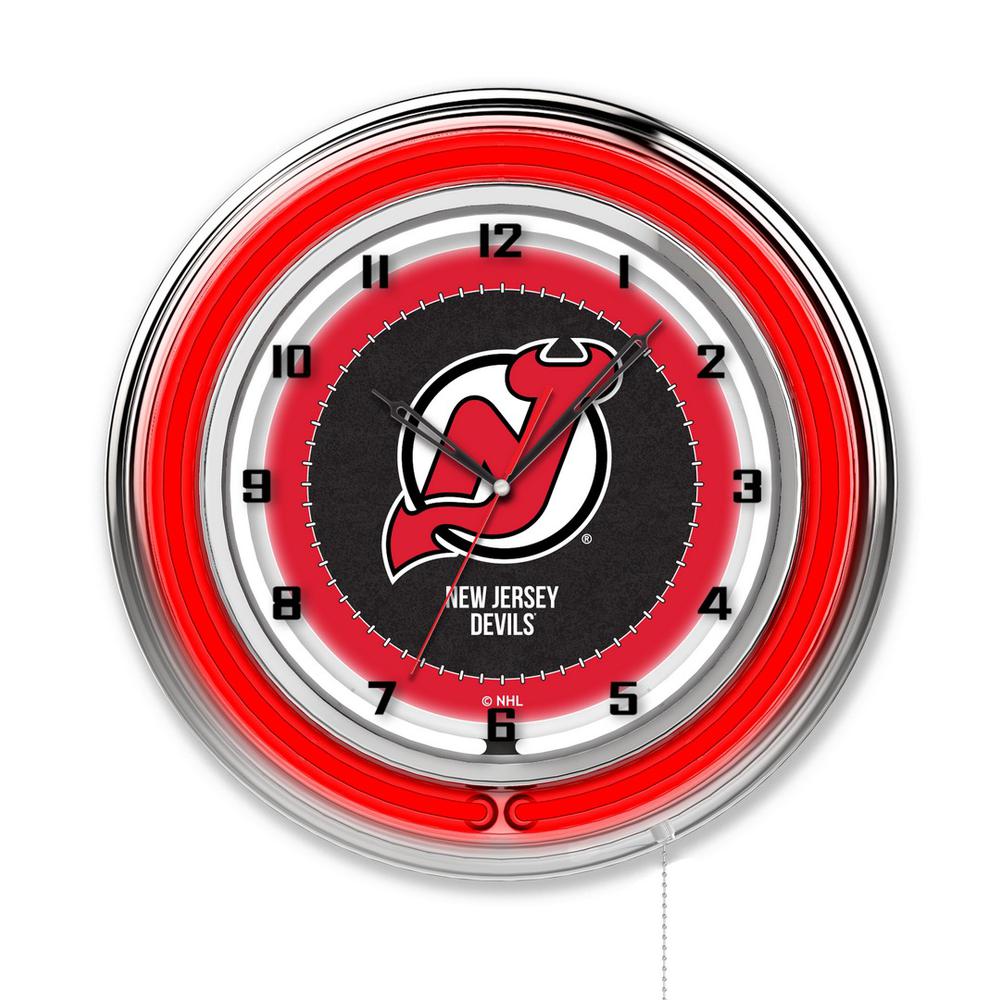 New Jersey Devils 19" Neon Clock. Picture 1