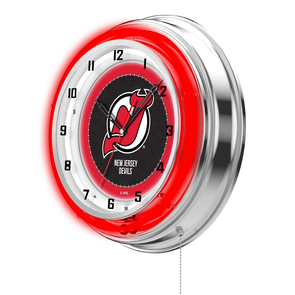 New Jersey Devils 19" Neon Clock. Picture 2