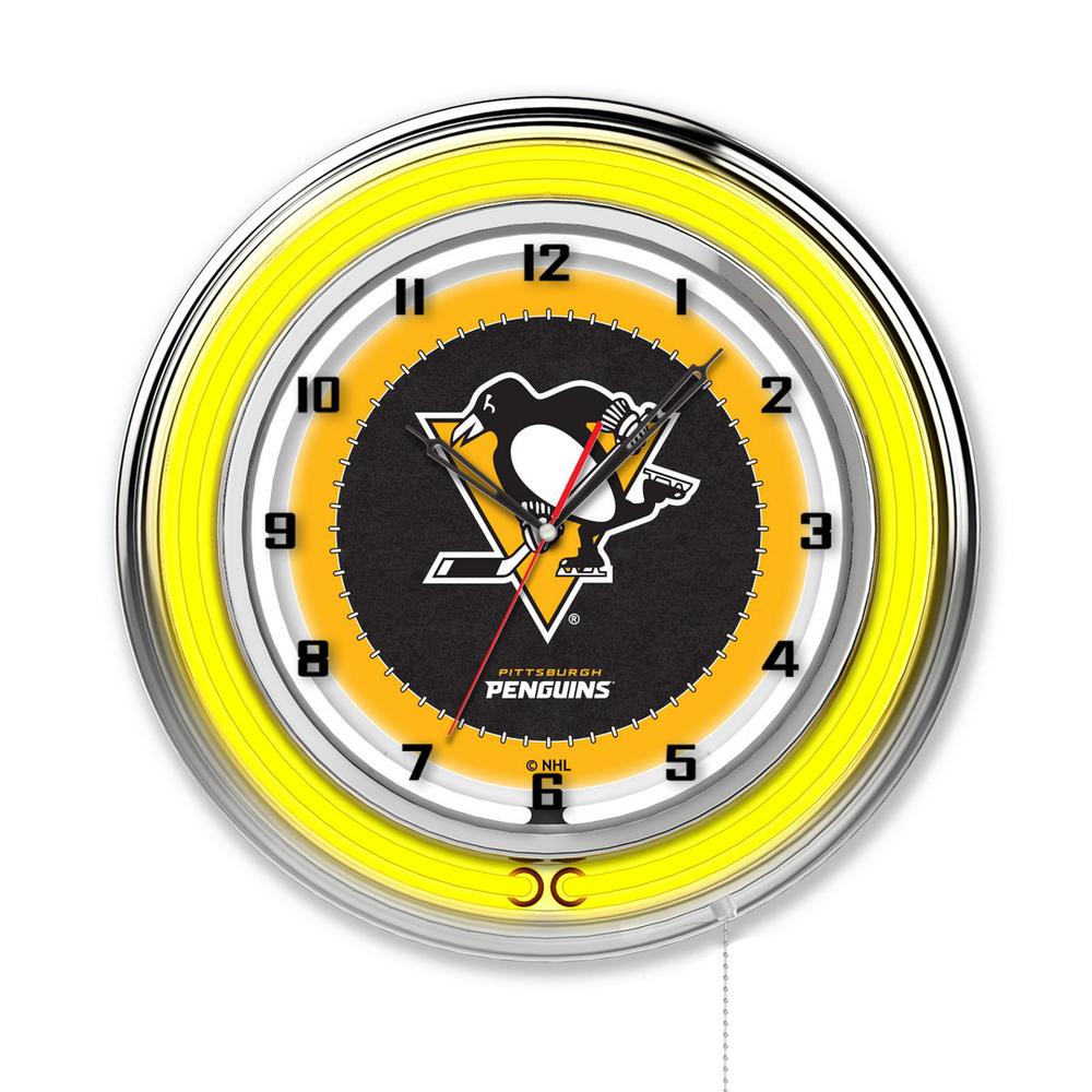Pittsburgh Penguins 19" Neon Clock. Picture 1