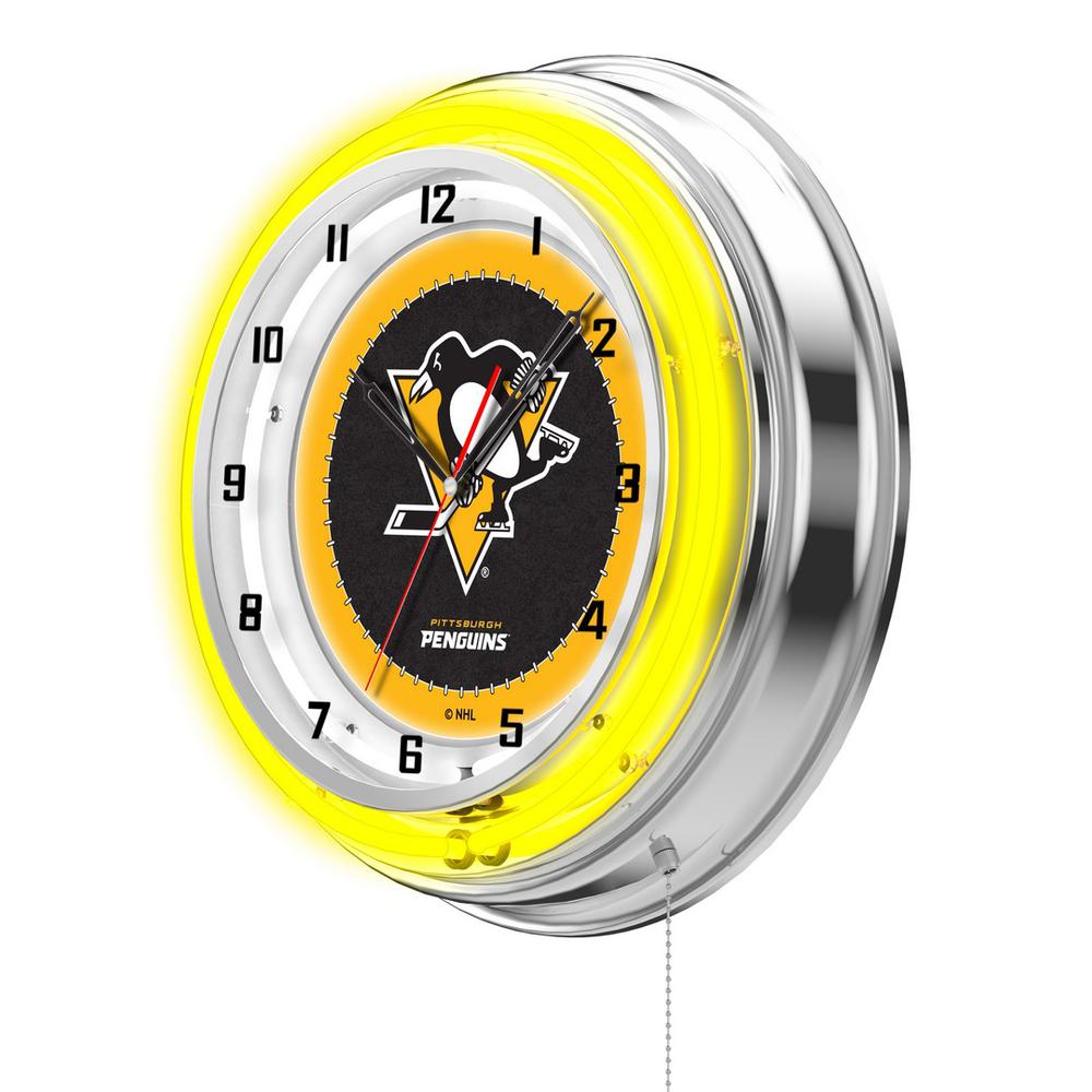 Pittsburgh Penguins 19" Neon Clock. Picture 2