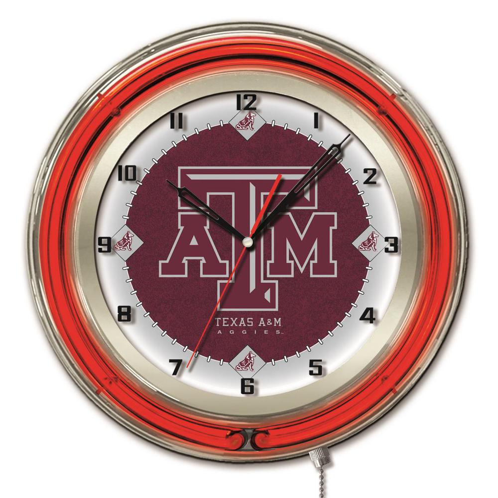 Texas A&M 19" Neon Clock. Picture 1