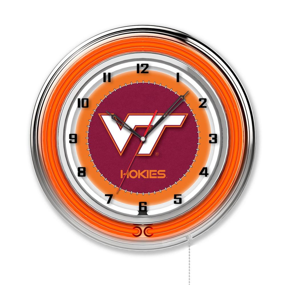Virginia Tech 19" Neon Clock. Picture 1