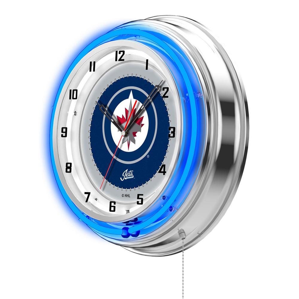 Winnipeg Jets 19" Neon Clock. Picture 2