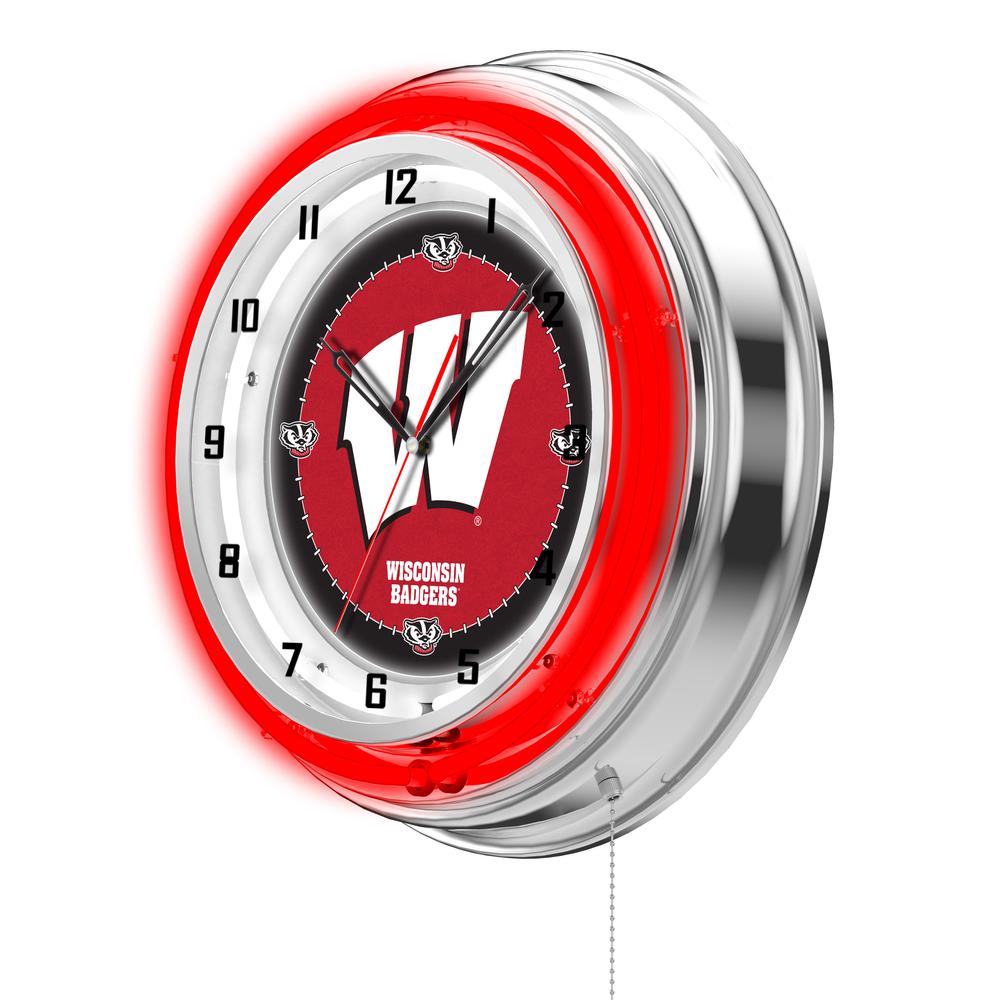 Wisconsin "W" 19" Neon Clock. Picture 2