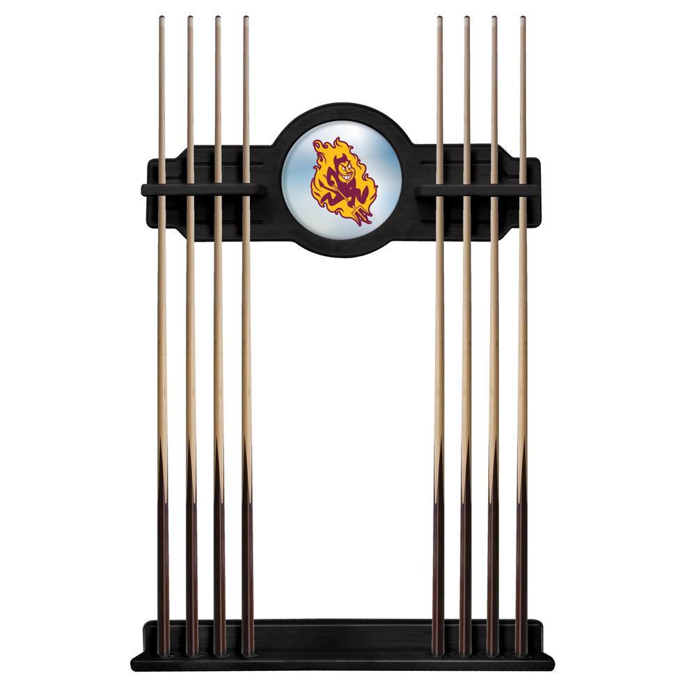 Arizona State Cue Rack in Black Finish with Sparky Logo. Picture 1