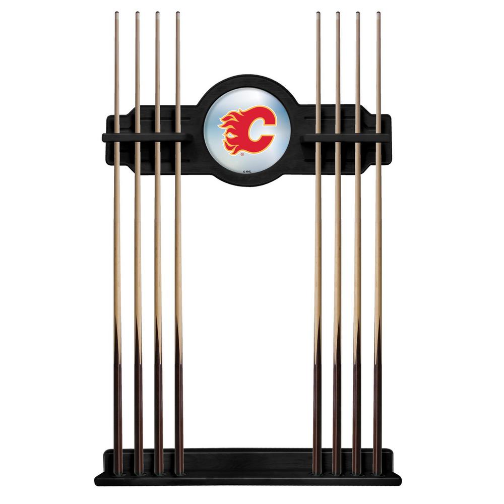 Calgary Flames Cue Rack in Black Finish. Picture 1